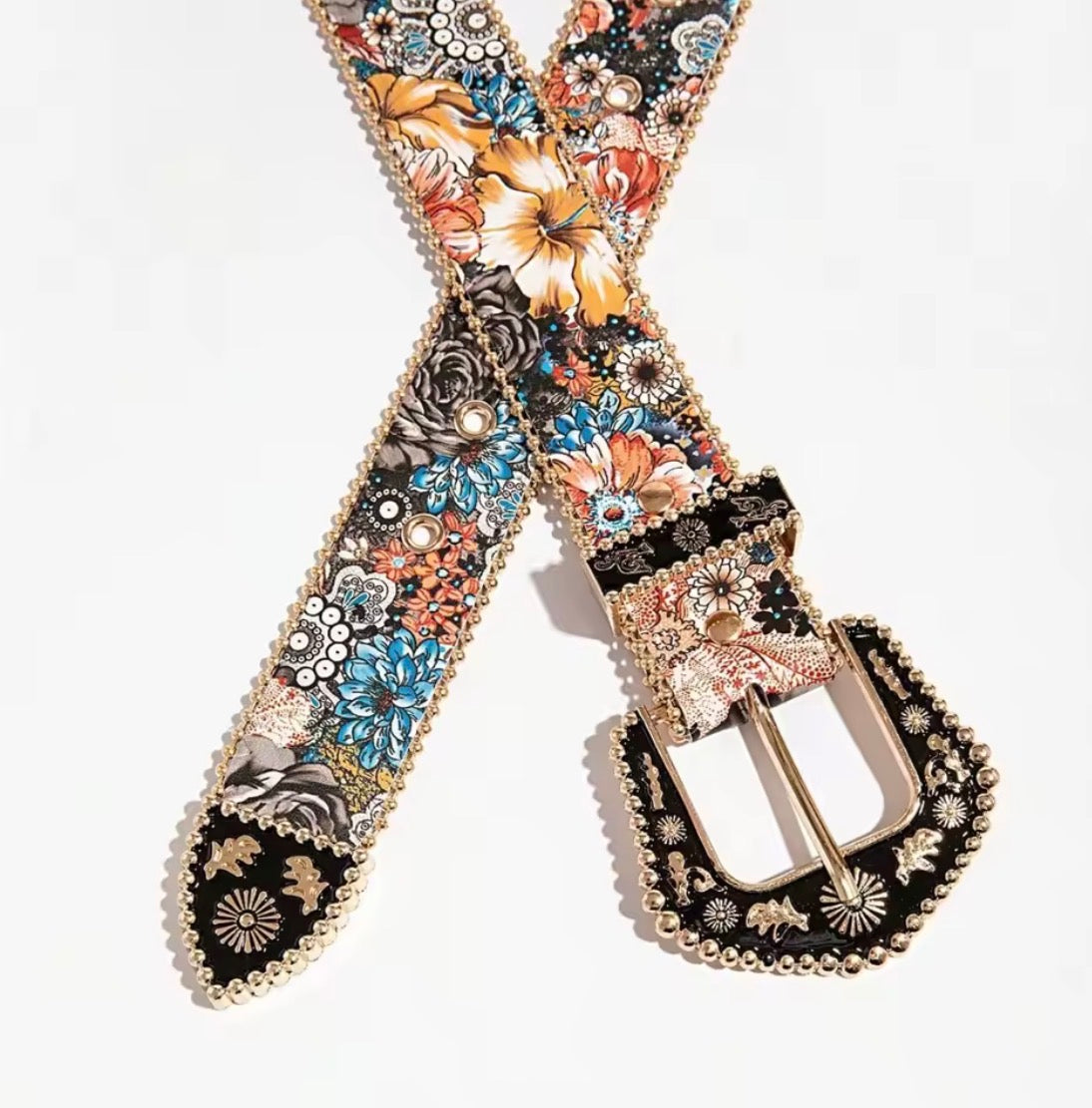 Ceinture floral vintage multicolore