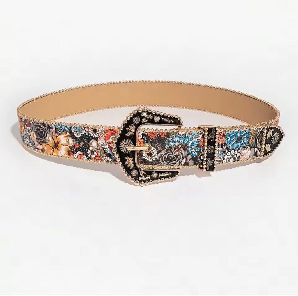 Ceinture floral vintage multicolore