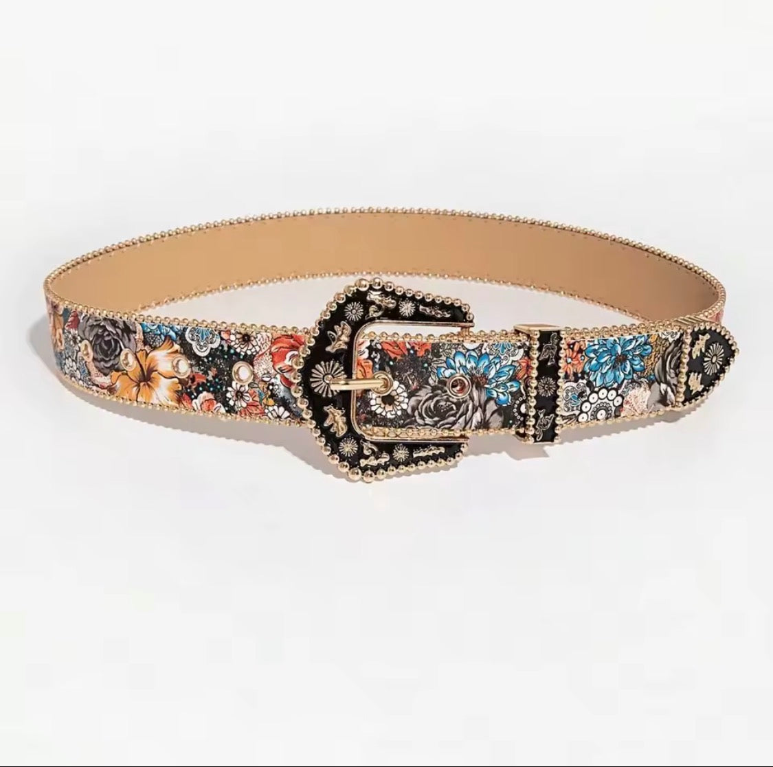 Ceinture floral vintage multicolore