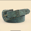 Ceinture cuir sculptée verte vintage