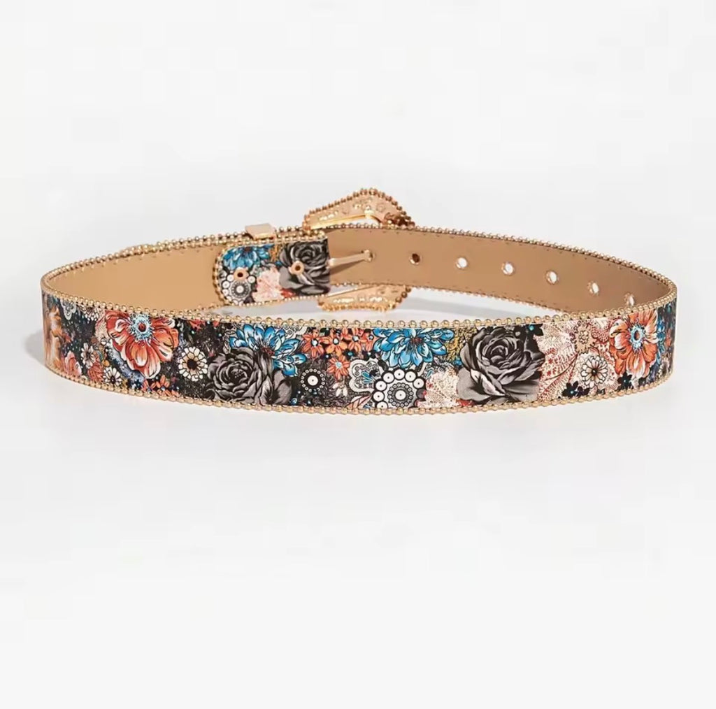Ceinture floral vintage multicolore