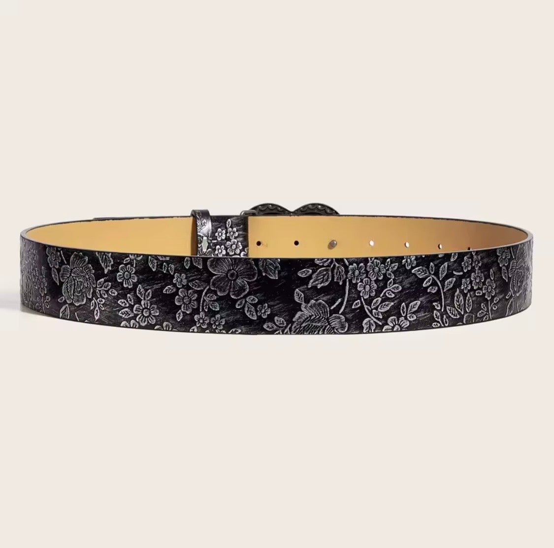 Ceinture vintage noir en cuir PU