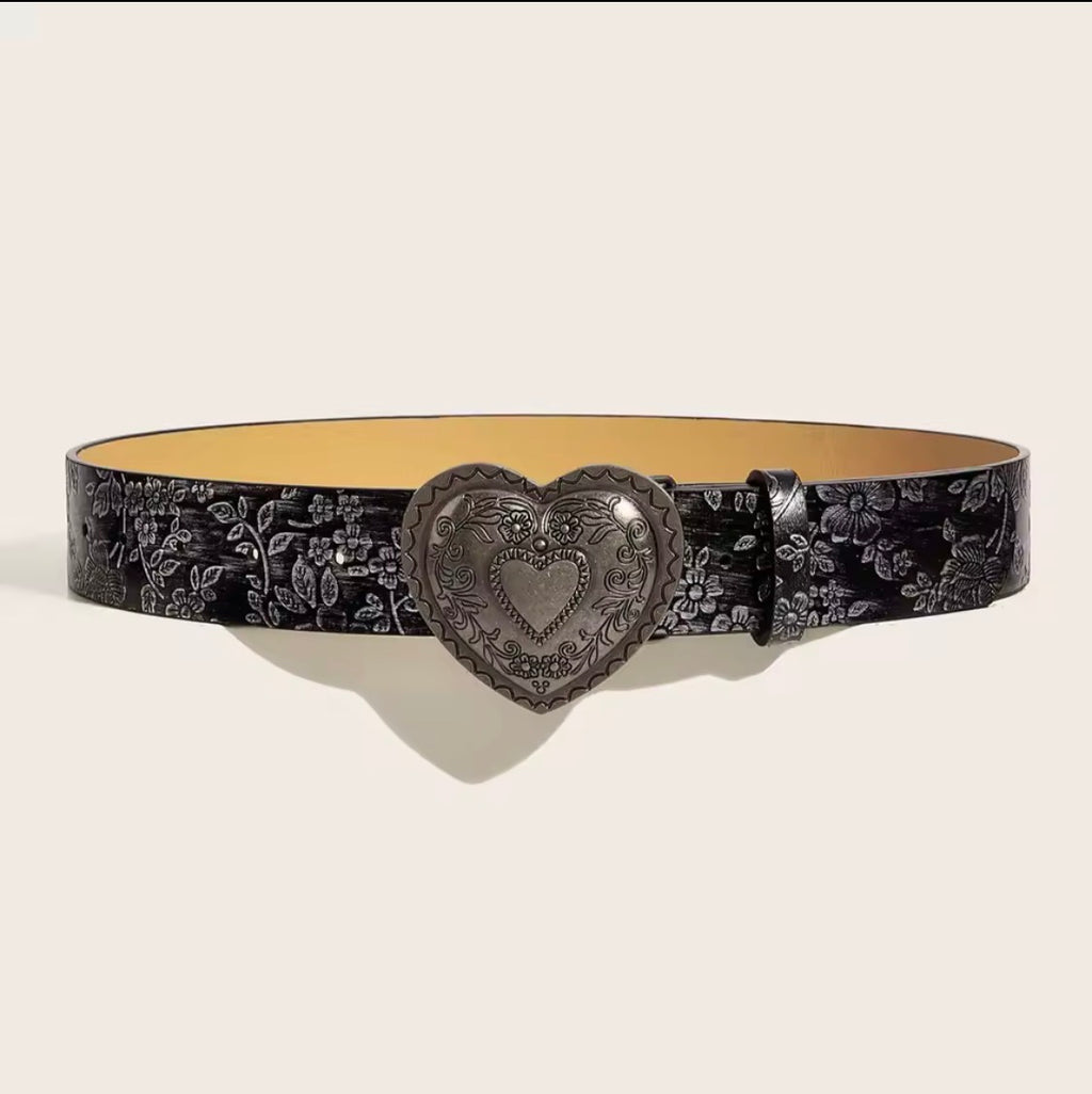 Ceinture vintage noir en cuir PU