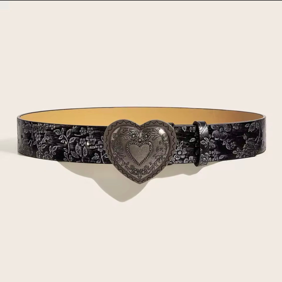 Ceinture vintage noir en cuir PU