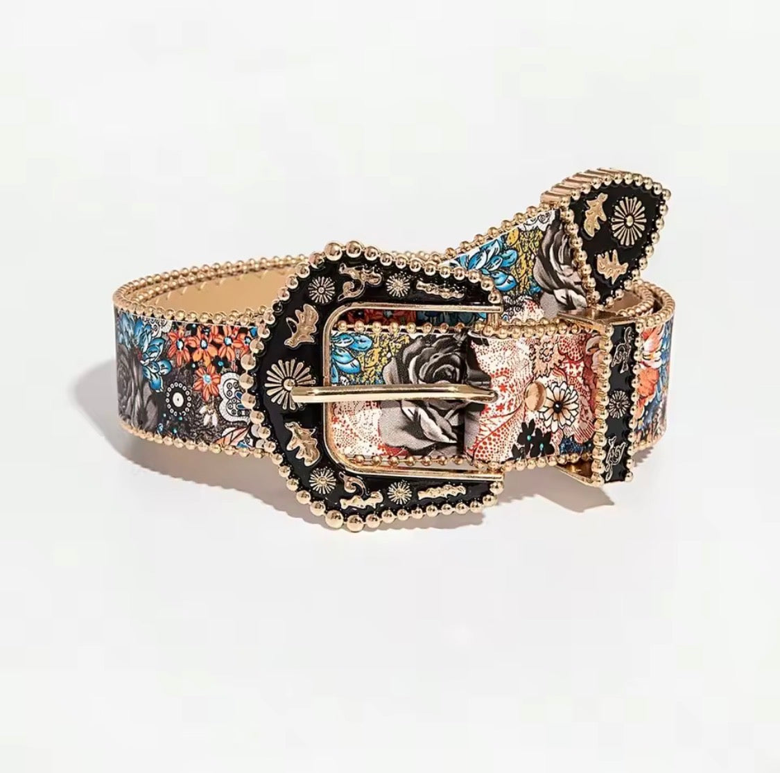 Ceinture floral vintage multicolore