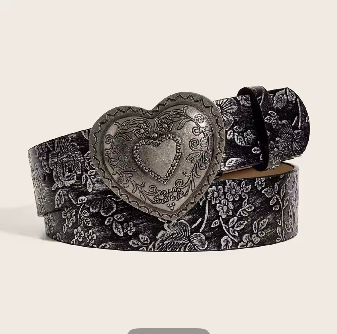 Ceinture vintage noir en cuir PU